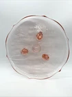 Vintage Pink Depression Glass Plate Footed Cake Plate Jubilee Petal USA 10”