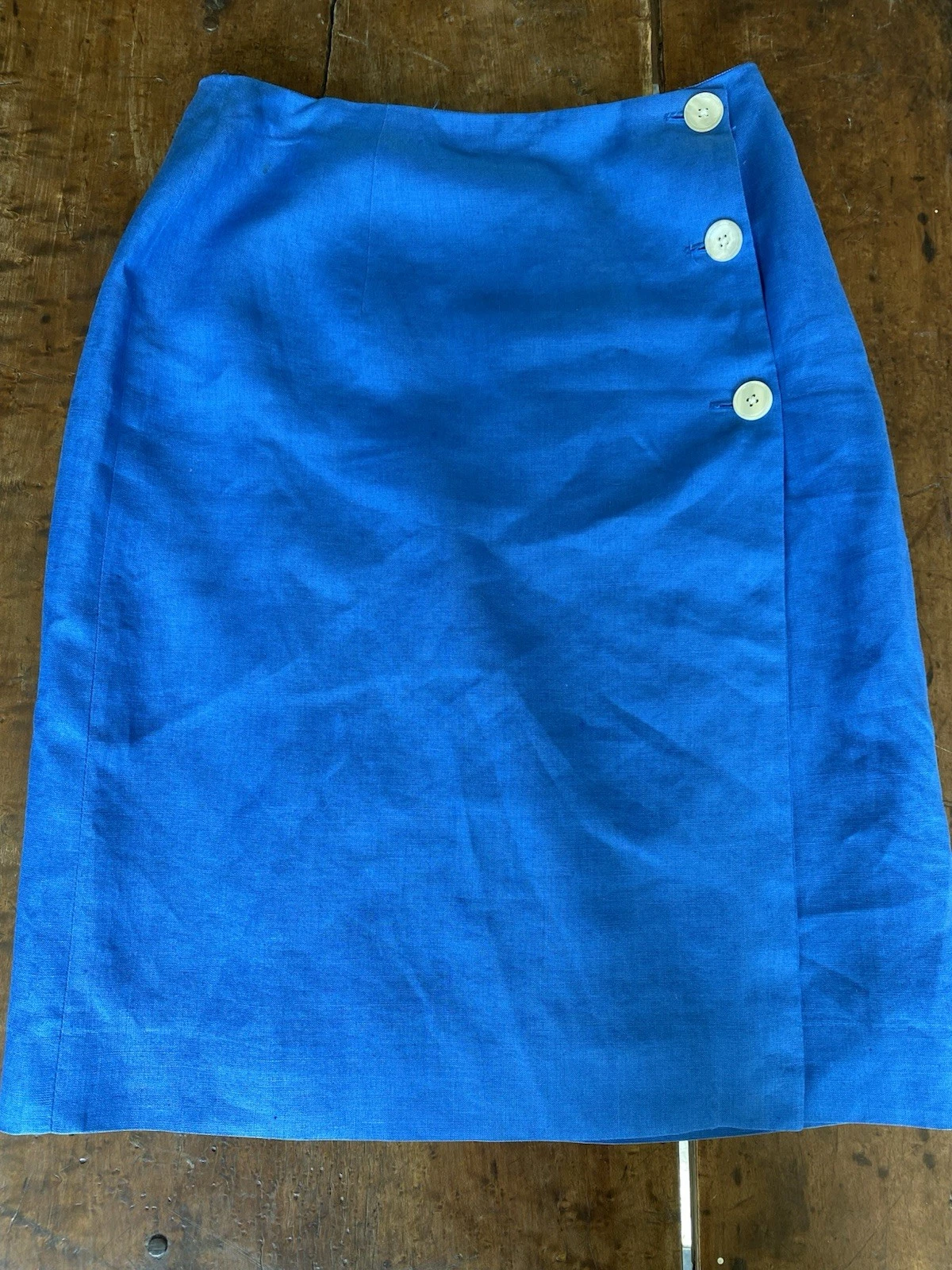 Vintage RALPH LAUREN Wrap Skirt Linen Blue Size 6 Guaranteed to Wrinkle