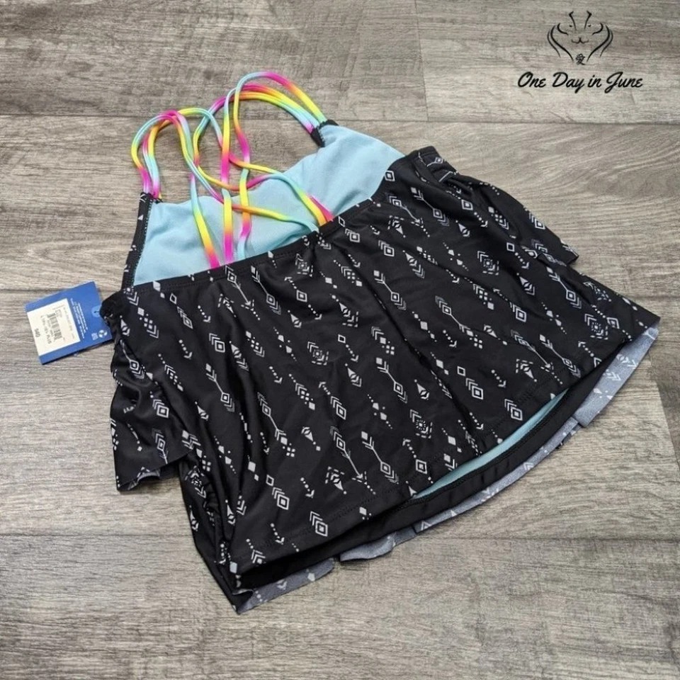 Traje de baño Tankini Arizona Jean Co para niña con volantes/flounce talla 14,5/16,5 Foto 3 de 4