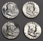 4X Franklin Half Dollars, 50c Coins - Philadelphia - 90% Silver