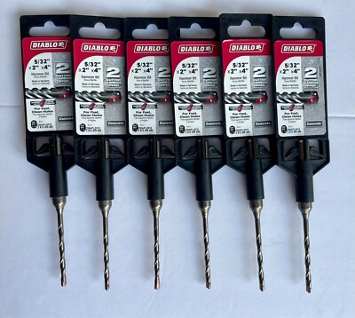 6pk Diablo 5/32'' x 2'' x 4'' SDS-Plus 2-Cutter Carbide Hammer Drill Bit DMAPL2010