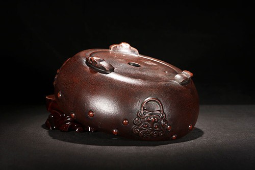 Antigua maceta china de 7 pulgadas Yixing Zisha, decoración de bonsái cabeza de león hecha a mano - Imagen 1 de 8