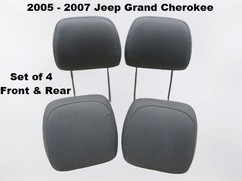 1BF851D5AA 05 06 07 Jeep Grand Cherokee Set of 4 Front and Rear Headrest OEM