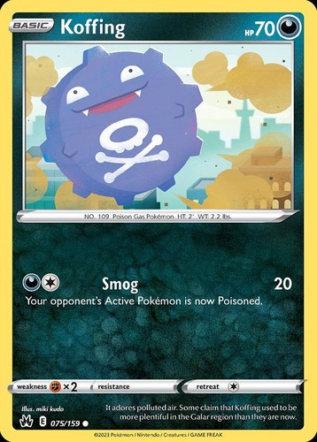 Pokemon Koffing (75/160) Crown Zenith LP REVERSE HOLO - Picture 1 of 1