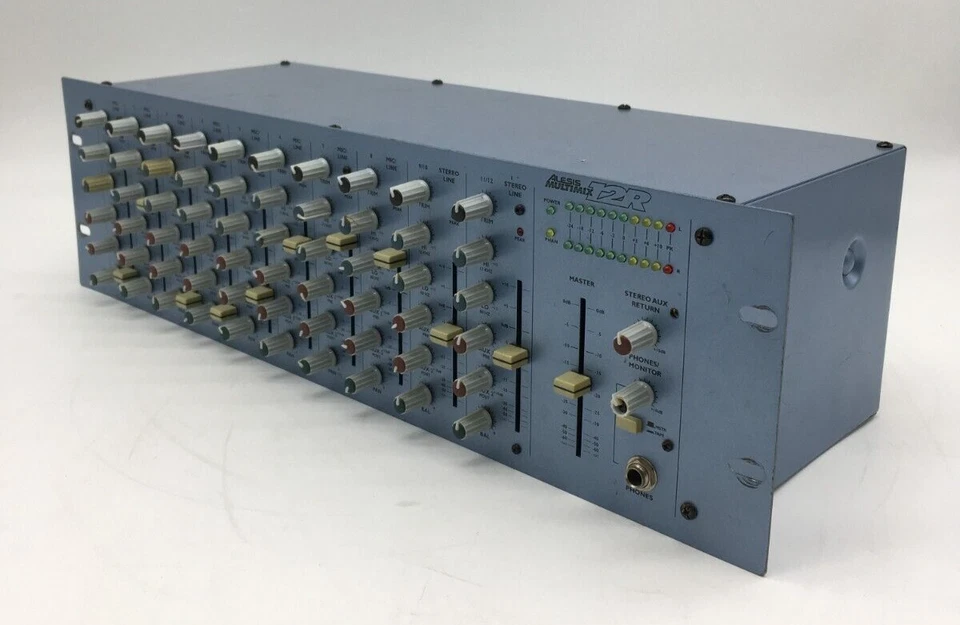 Alesis MultiMix 12R Rackmount 12-Channel Analog Mixer Working Tested w/ Cable - Image 3 of 4