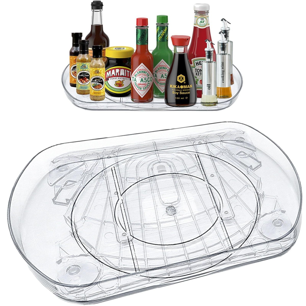 BUERPINKING Drehteller Für Kühlschrank - 360° Drehplatte 40x28cm, Praktischer Organizer Für Gewürze & Lebensmittel