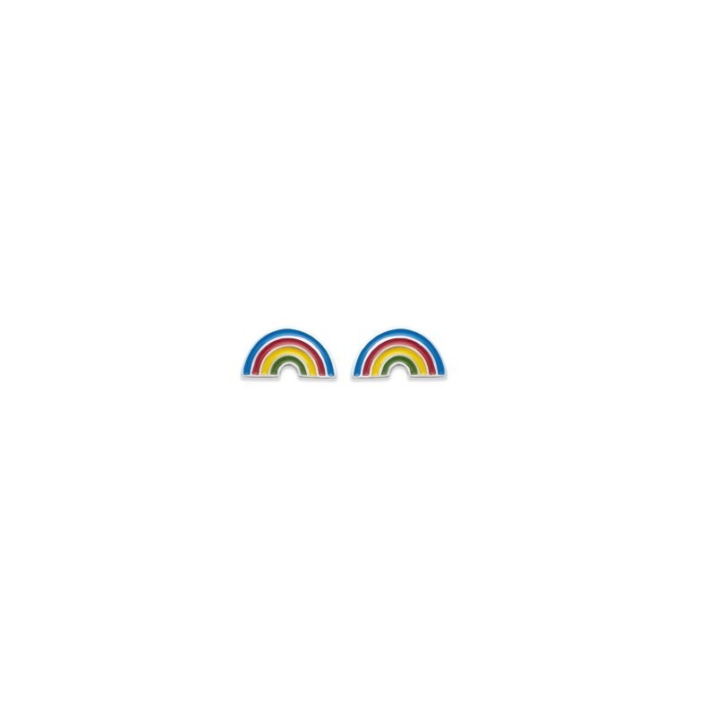 Boucles d'oreilles clous arc-en-ciel Argent 925 anti-allergie et sans nickel pour peaux sensibles