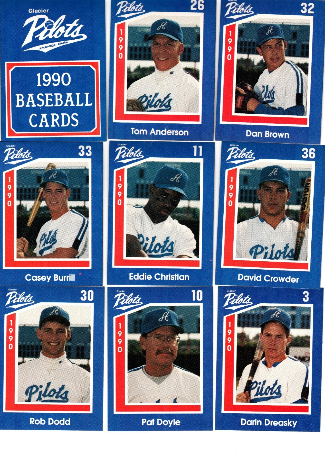1990 Anchorage Glacier Pilots Complete Set 35 Cards eBay