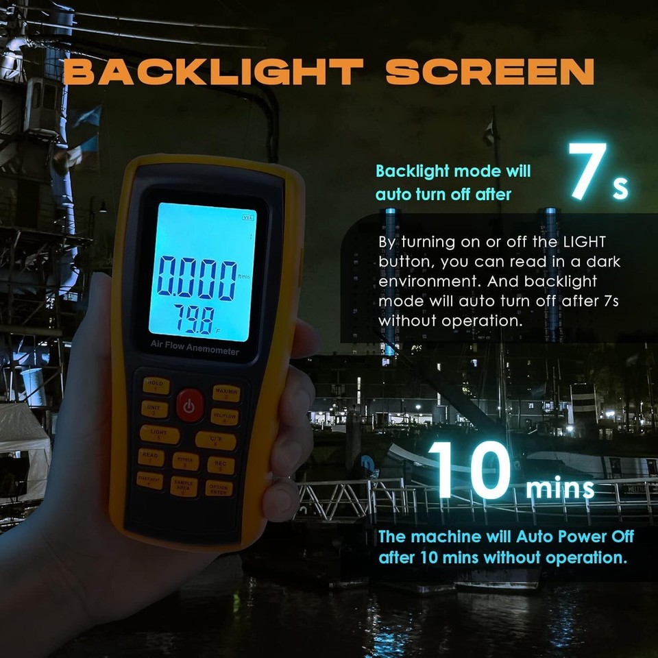 Hotwire Anemometer Handheld CFM/CMM Air Flow Velocity Meter LCD Disp | eBay