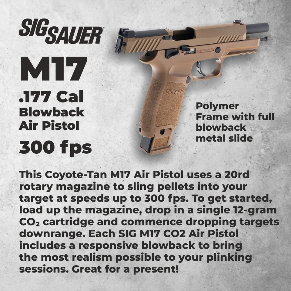 Pistola de aire comprimido semiautomática CO2 Sig Sauer M17 calibre .177 Blowback Coyote bronceado Foto 3 de 4