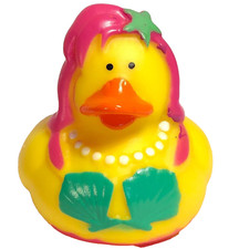 FREE SHIP - MERMAID WITH SHELL BIKINI and HOT PINK HAIR CRUISING RUBBER DUCK 2"