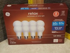 GE Relax LED Soft White HD 60W Equivalent A19 Medlium Base Bulbs 8Pk Dimmable