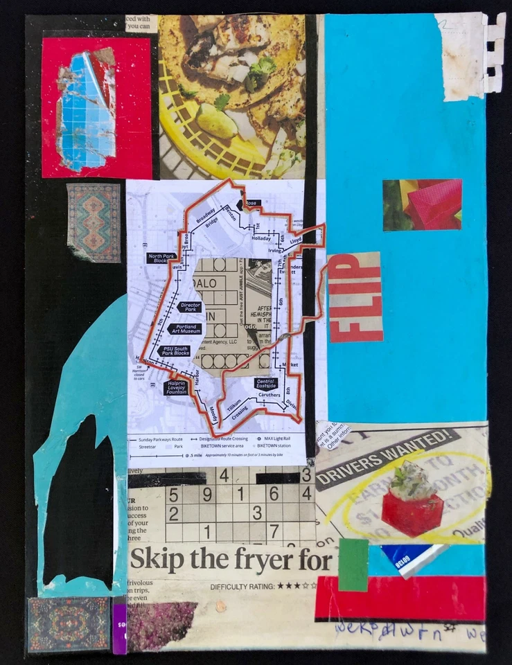 Arte de palabras collage abstracto azul frívolo en viajes... Steven Tannenbaum Foto 2 de 4