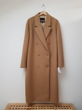 Bnwt Massimo Dutti Camel Brown Long Double Breasted Wool Coat Size L Rpr £350