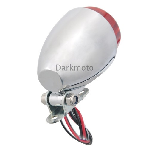 Chrome Motorcycle Tail Light LED Bulb Brake Stop Lamp Custom For Chopper Cruiser - Picture 6 of 12