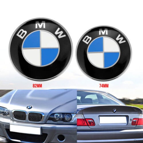 82MM+74MM Motorhaube Heckklappe Blau Abzeichen Für BMW Emblem Vorne+Hinten Badge - Bild 2 von 14