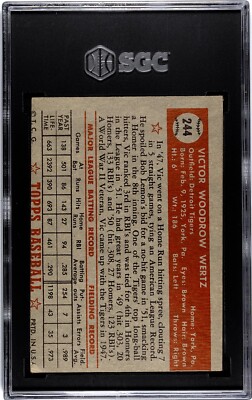 RT-173552　カード 1952 Topps VIC WERTZ Tigers #244 SGC 2.5 Good+ Condition | eBay