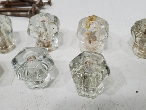 Lot of Antique Vintage Art Deco Glass Cabinet Dresser Drawer Pulls Knobs HANDLES - Picture 10 of 18