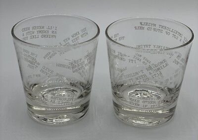 Vintage Rocks Whiskey Barware Glass Pick up Lines set of 2 