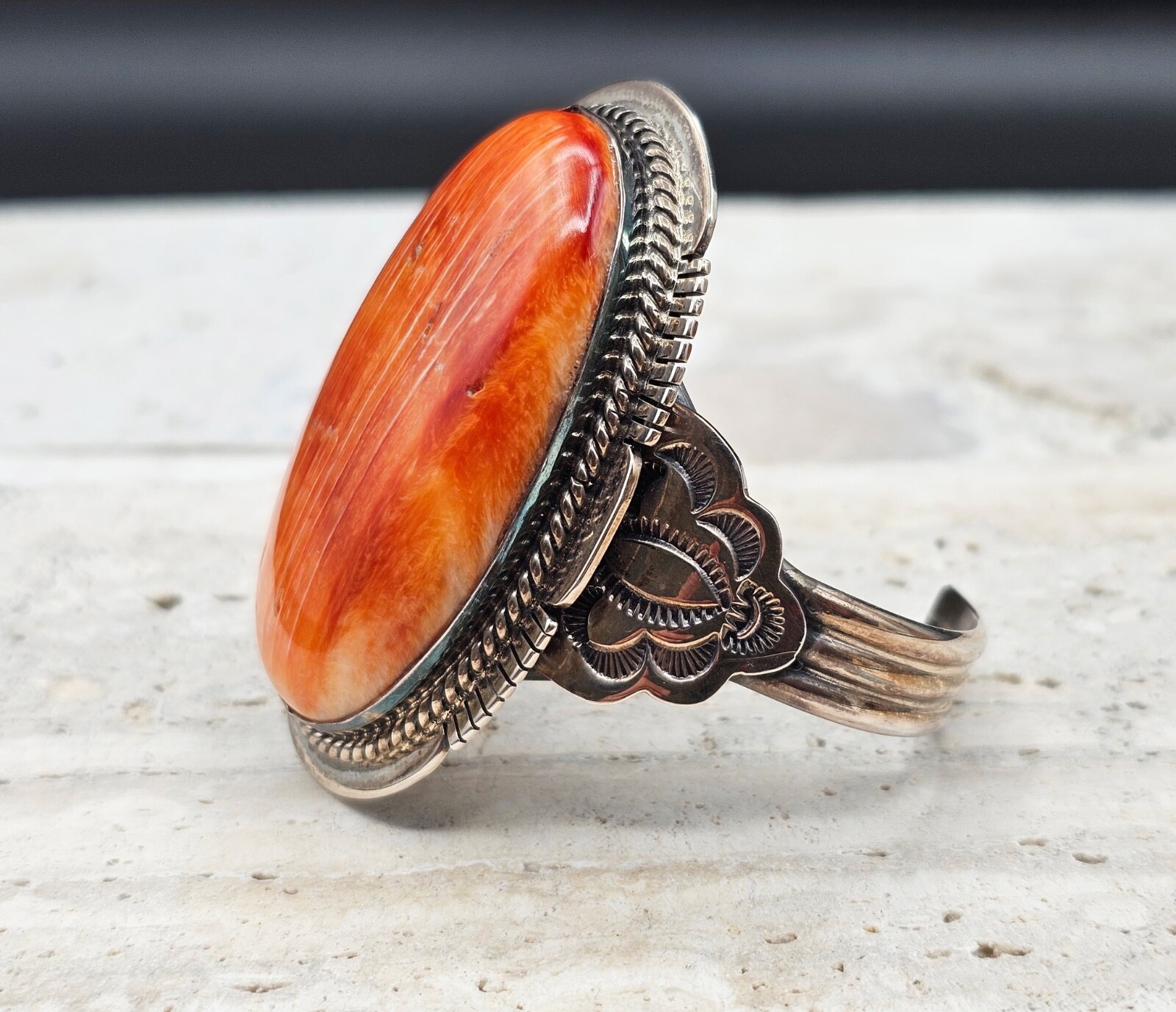 STATEMENT! Native American Sterling Silver Orange… - image 2