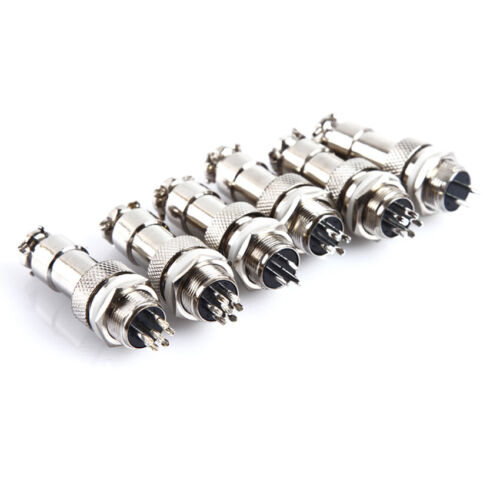 GX12 Mikrofon Verbinder Funkgeräte Einbaustecker Kupplung Stecker 2-6pol. Metall - Bild 2 von 7