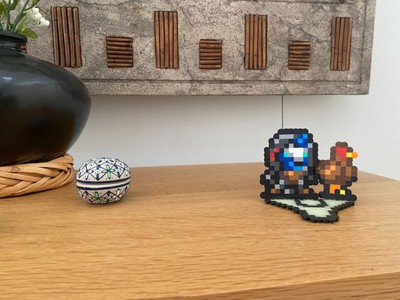 Destiny 2 Cayde 6 and Chicken 4.5'' x 3'' 3D Standing Pixel Art with Logo Base