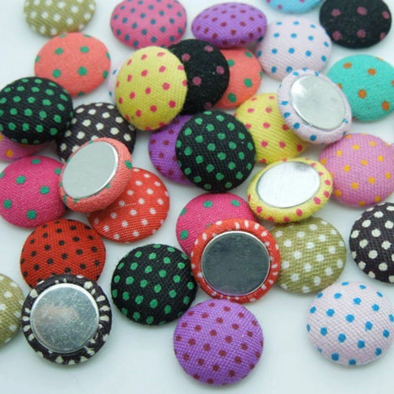 1pack Polka-dot Fabric Chunky Buttons Dotted Flatback Covered Button Sewing Craf - Image 3 of 4