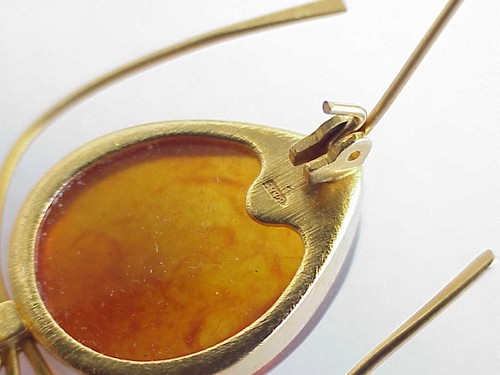 RUSSIA SOVIET USSR BALTIC AMBER GOLD SPIDER BROOCH SILVER JEWELRY 老琥珀 PIN ORDER - Picture 11 of 24
