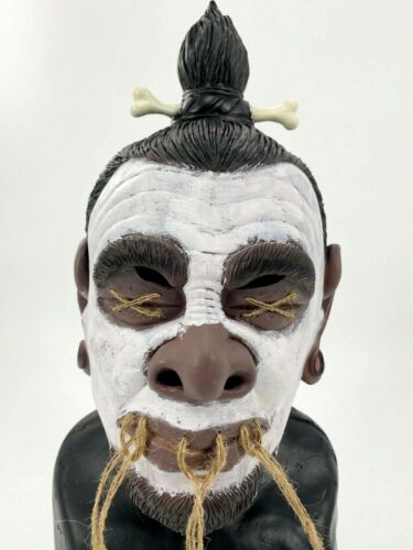 Shrunken Máscara Tsantsa Africano Tribal Leader Disfraz Accesorio Voodoo Cabeza - Imagen 2 de 9