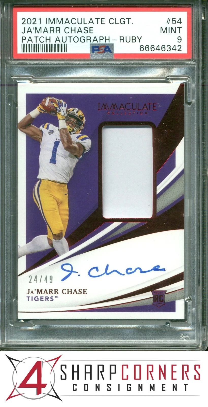 JaMarr Chase Panini Immaculate Collection Collegiate #54 Patch Autograph-Ruby