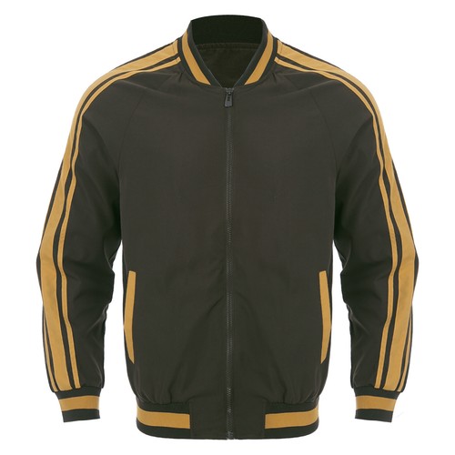 Mens Jacket Varsity Bomber Contrast Color Coat Zip Up Outwear Baseball Uniform - Picture 33 of 112