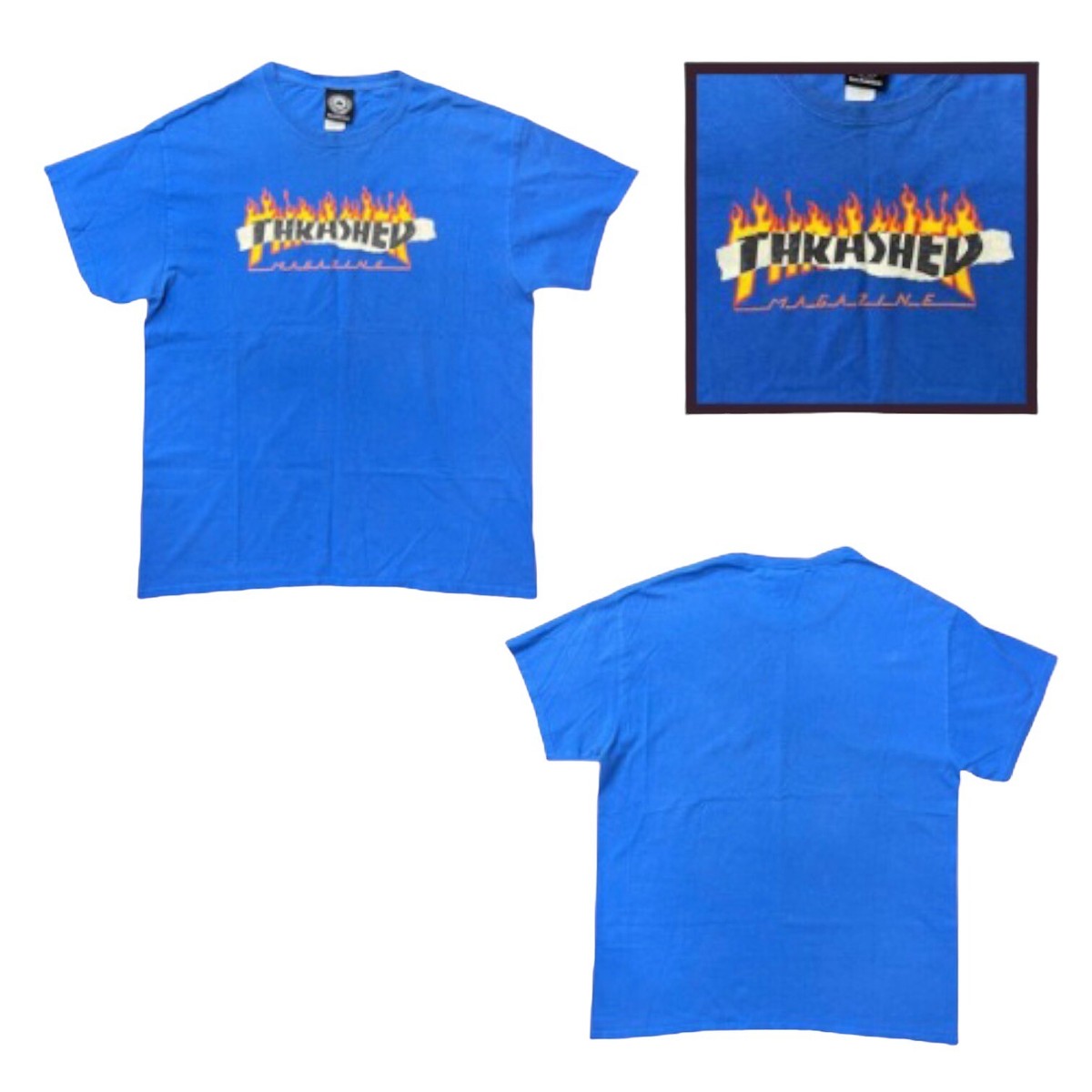 Vintage THRASHER Mens L Cotton Crew Neck T Shirt Skateboarding 