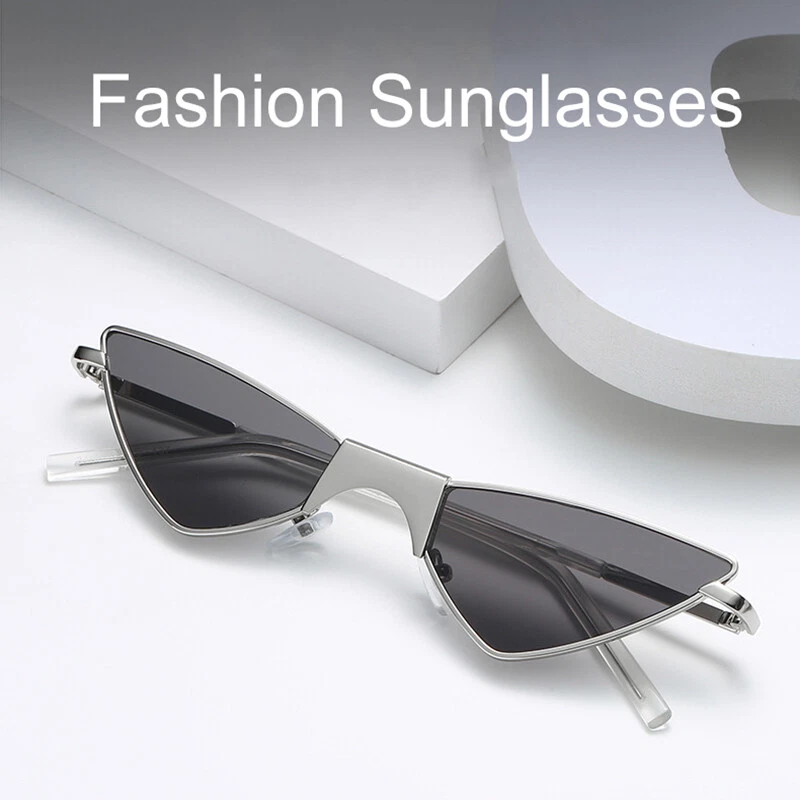 Moda Ojo de Gato Gafas de Sol Años 90 Retro Triángulo Estrecho Gafas Hippie Parasoles Foto 2 de 4