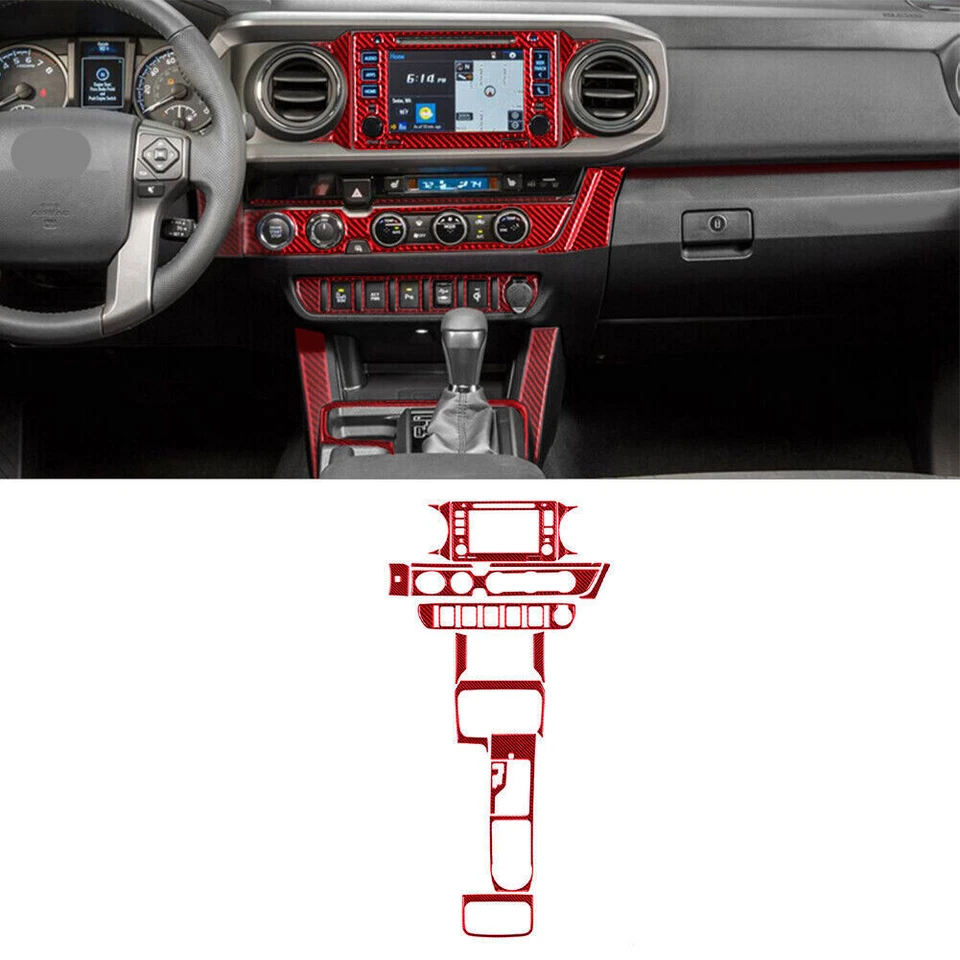 Kit de cubierta interior completo de fibra de carbono rojo 71 piezas para Toyota Tacoma 2016-2022 Foto 3 de 4