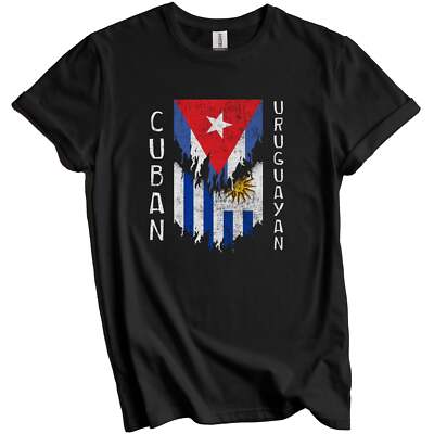 Cuban Uruguayan Flags Ripped Torn Cuba Uruguay T-Shirt