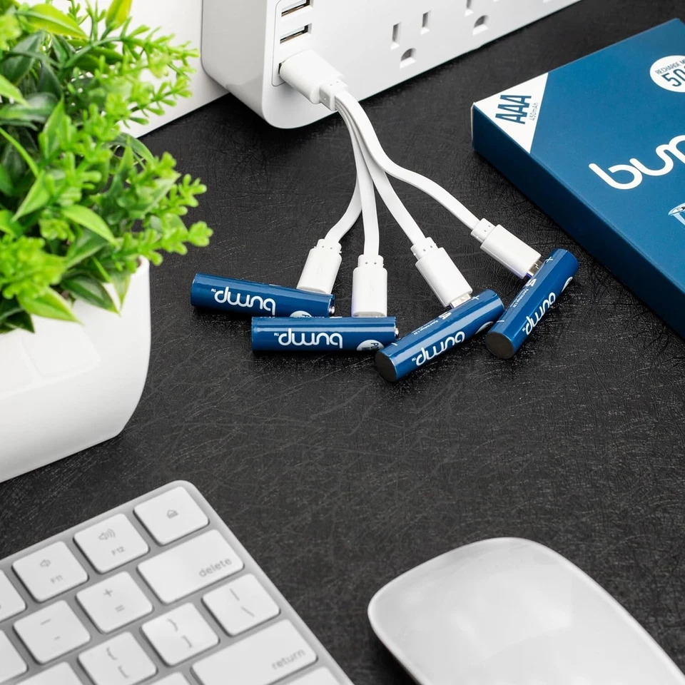 Paquete de 10 pilas recargables Bump AAA USB-C NiMH 1,2 V 450 mAh con cable tipo C Foto 4 de 4