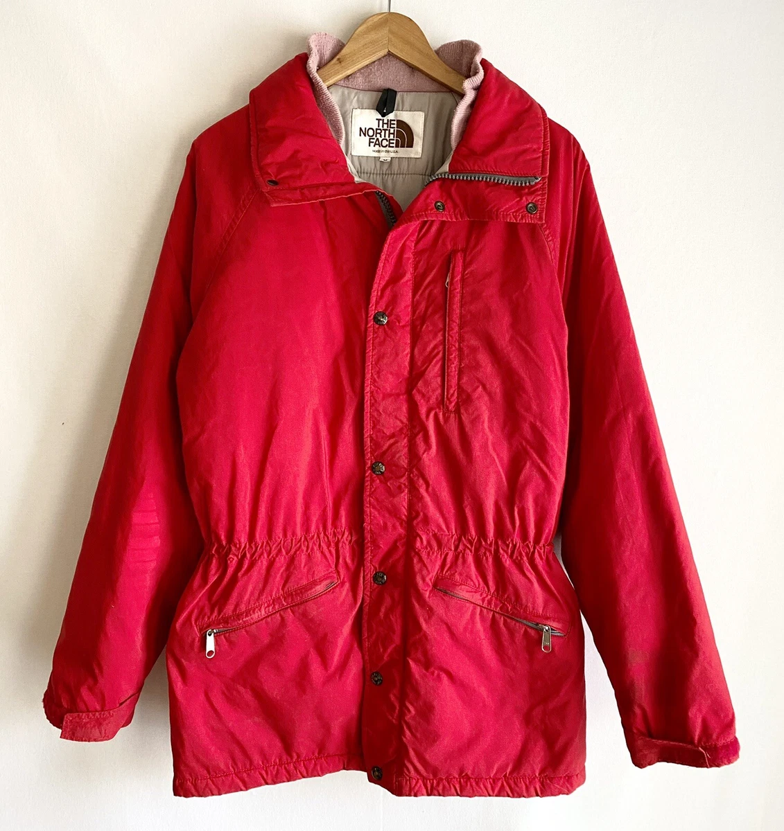 VTG The North Face Brown Label Quilted LiningRed Jacket No Hood W