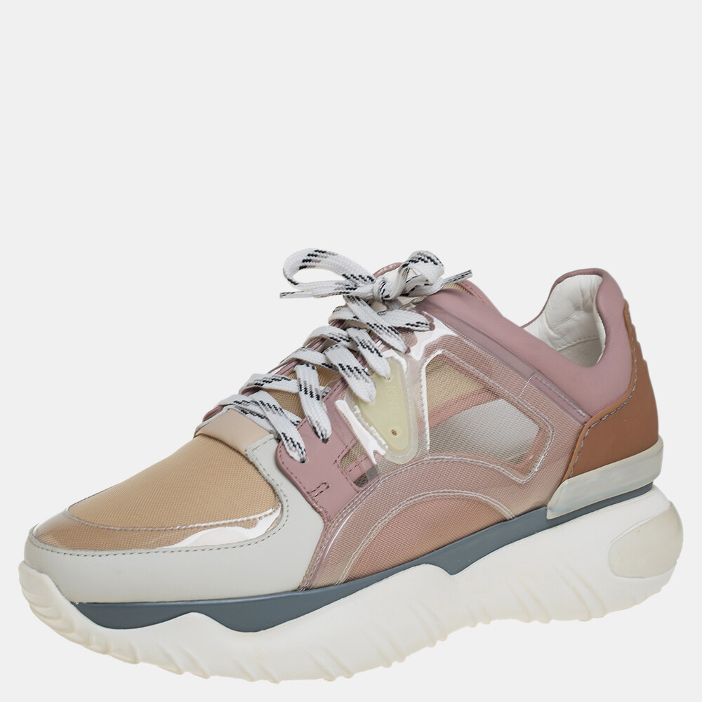 Fendi Multicolor Mesh And Leather Chunky Low Top Sneakers Fendi Multicolor Mesh And Leather Chunky Low Top Sneakers