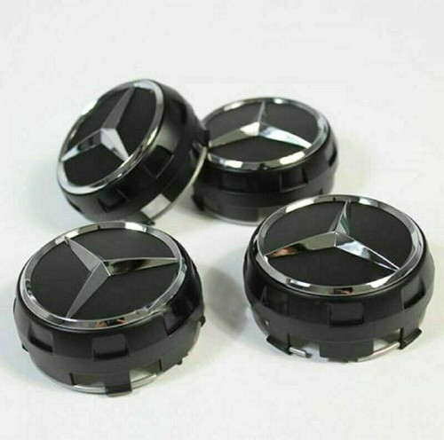 4x 75mm Mercedes Nabendeckel Schwarz AMG Edition Radkappen Felgendeckel NEU - Bild 1 von 3