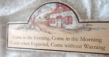 Welcome Sign Plaque - HOME WELCOME PLAQUE w/HOUSE SCENE  SAYING