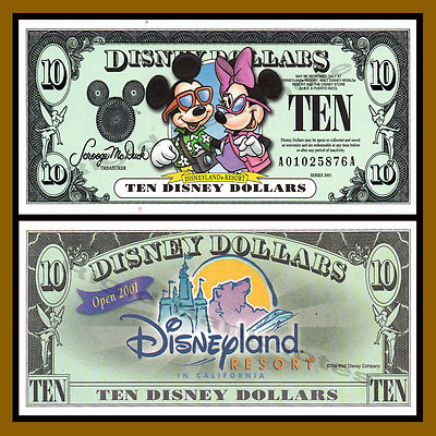 Disney Dollars 10ドル ミッキー ミニー 2001年発行 Disney 10 Dollars, 2001 Series