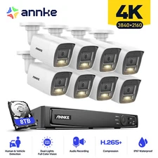 ANNKE 12MP 8CH POE NVR 4K AI Color Night Security Camera System Audio Recording