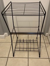 Vintage 1960s Black Metal Stereo Record Album 45rpm / 33rpm Rack Stand Table