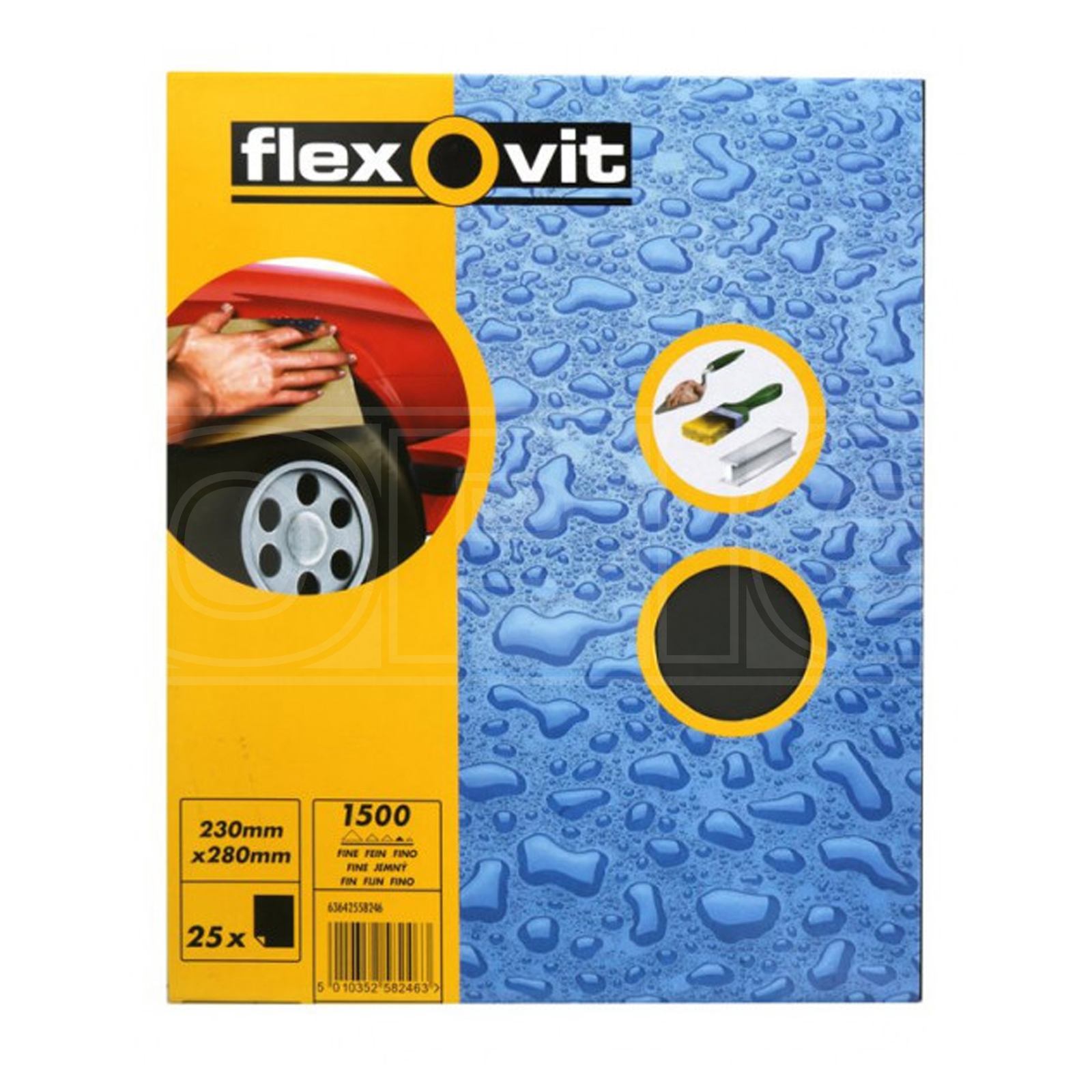 Wet & Dry Paper P1500 - Pack of 25 - Silicon Carbide - Flexovit 66254482065