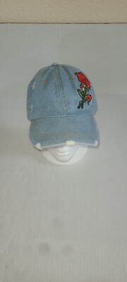 Rose On Denium Look Hat Adjustable Strapback By David And Young