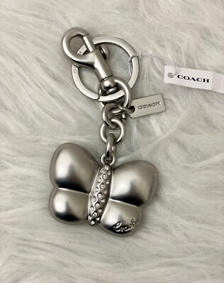 Coach Butterfly Silver 3D Bag Charm Keychain Fob Holder