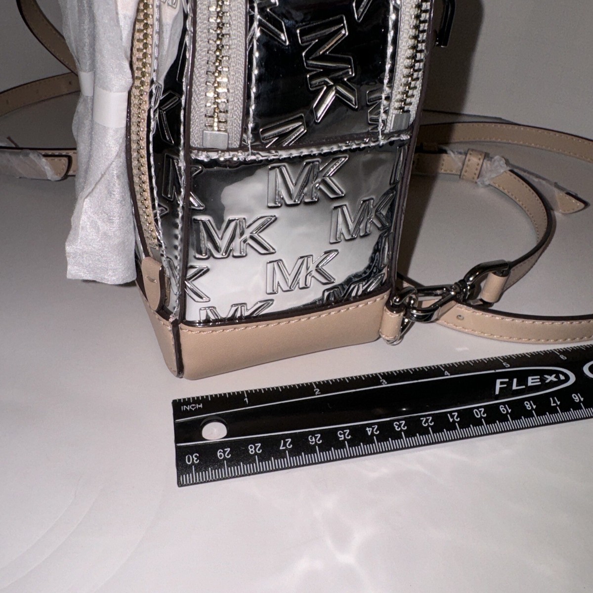 Michael Kors Silver Mini Brooklyn Backpack Purse New MK Michael Kors Brooklyn Convertible Mini XS Backpack  main image 3