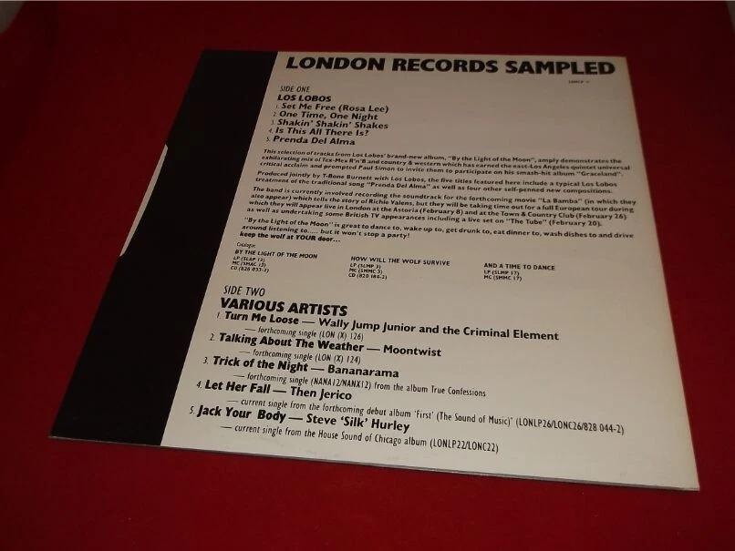 Los Lobos / Various  1987   London Records Promo Only Compilation NM   LP Foto 4 de 4