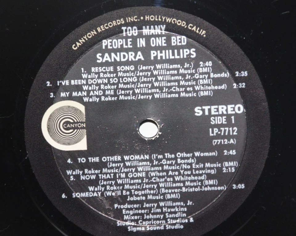 SANDRA PHILLIPS Too Many People LP VG+ Vinyl Plays Well 1970 Canyon Swamp Dogg - Image 2 of 3
