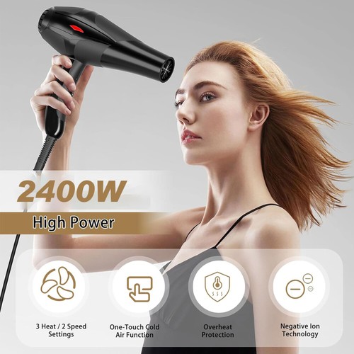 2400W Professional Hair Dryer Fast Drying Ionic Hairdryer With Diffuser Heat - Picture 5 of 15